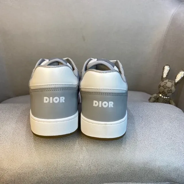 Dior Gray White Low-Top Monogram Panel Lifestyle Sneakers 4