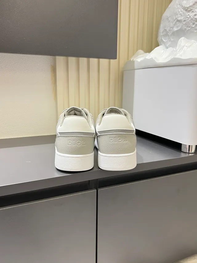 Dior Gray White Monogrammed Panel Mixed-Material Upper Lifestyle Sneakers 2