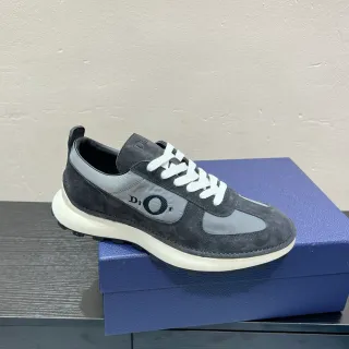 Dior Gray White Suede And Synthetic Panel Construction Contrasting Laces Lifestyle Sneakers