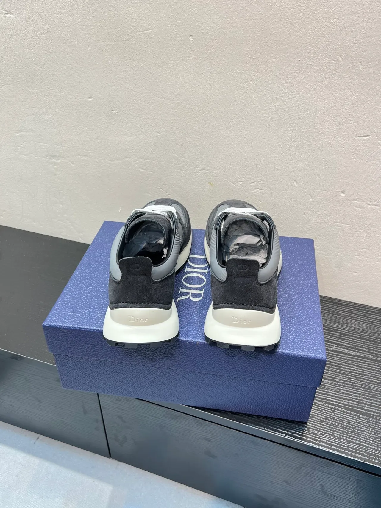 Dior Gray White Suede And Synthetic Panel Construction Contrasting Laces Lifestyle Sneakers 6