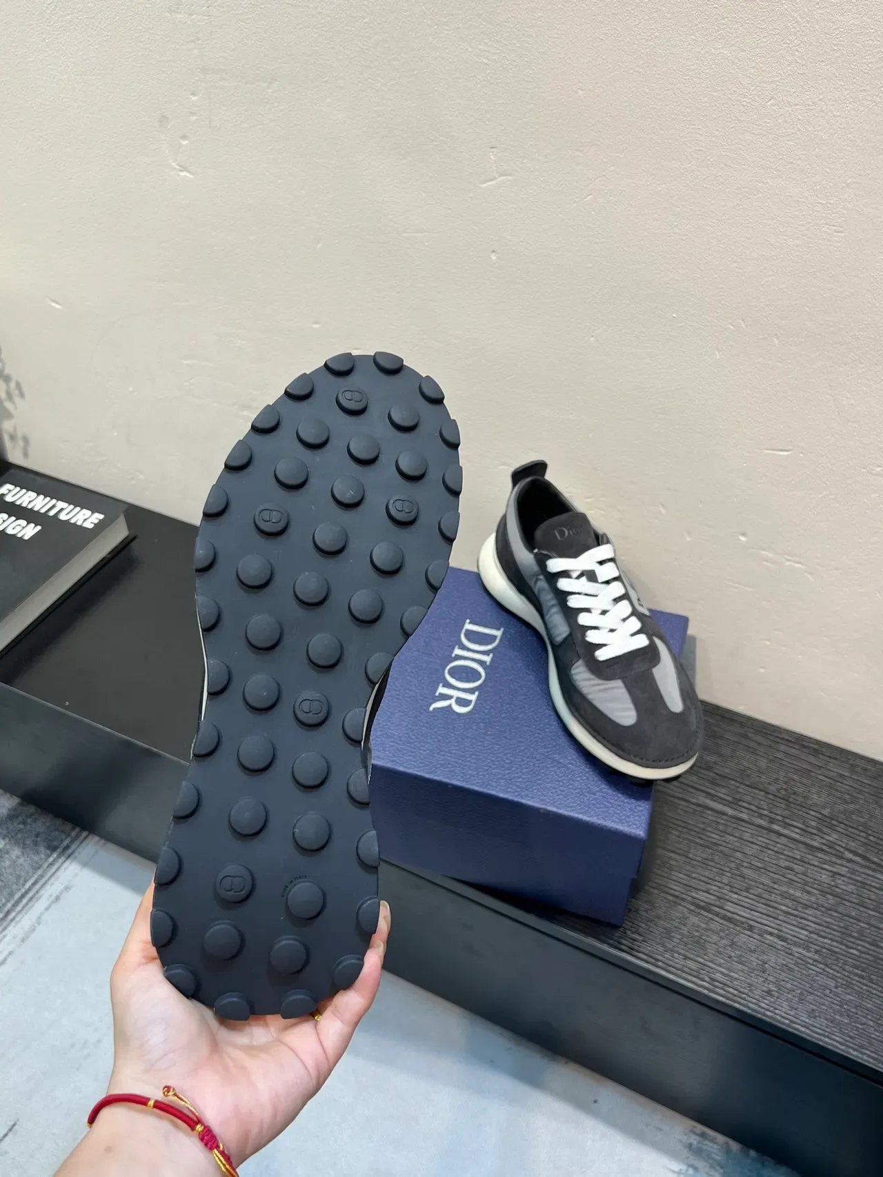 Dior Gray White Suede And Synthetic Panel Construction Contrasting Laces Lifestyle Sneakers 9