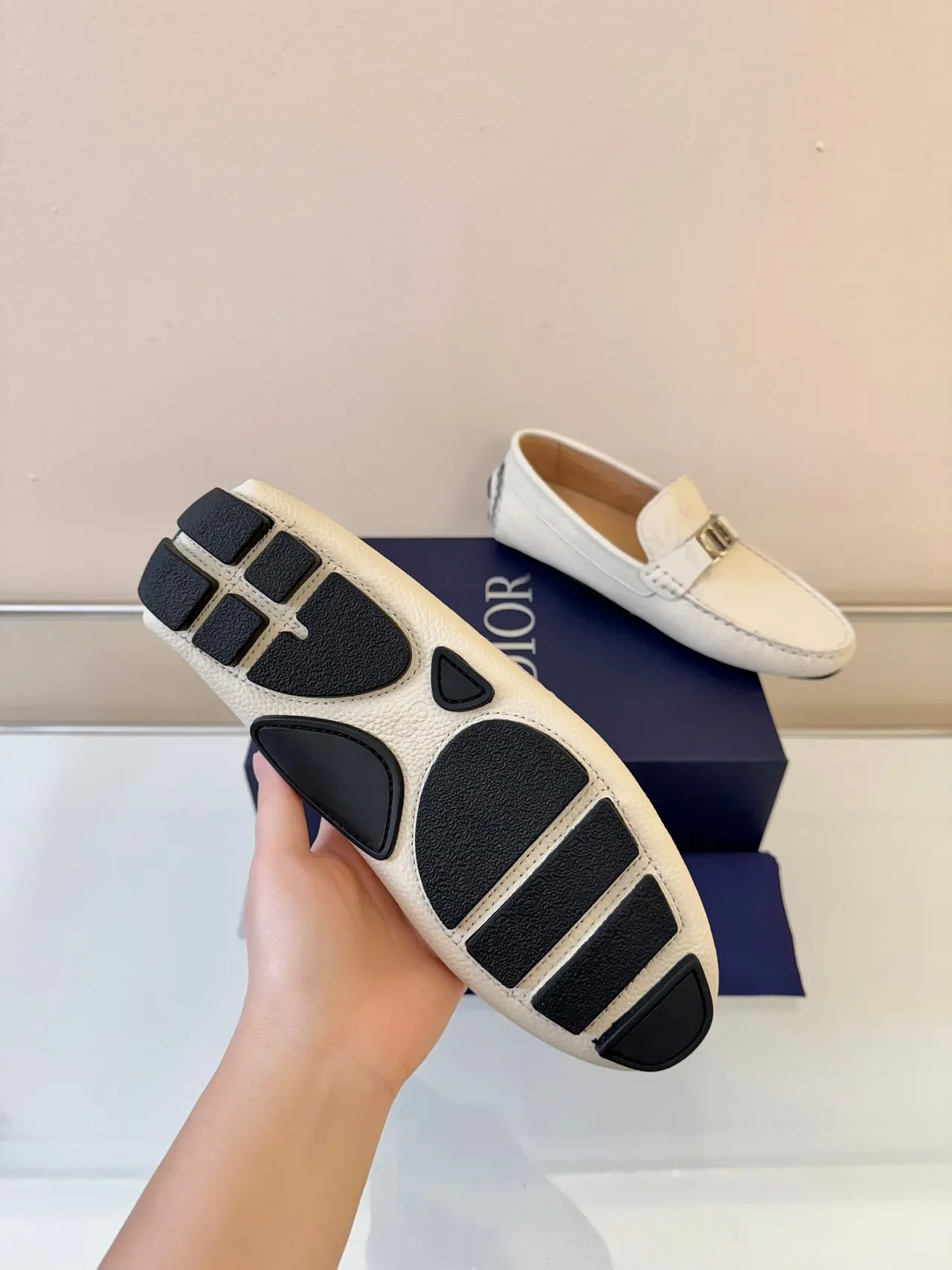Dior Horsebit Loafer Cream Pebbled Leather Loafers 5