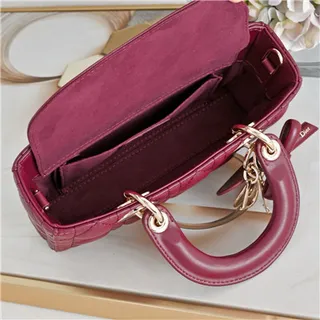 Dior Lady Dior Bourgogne Matelassé Cannage Anses Supérieures Cabas 21