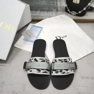 Dior Leopard-Print Logo Strap Slippers