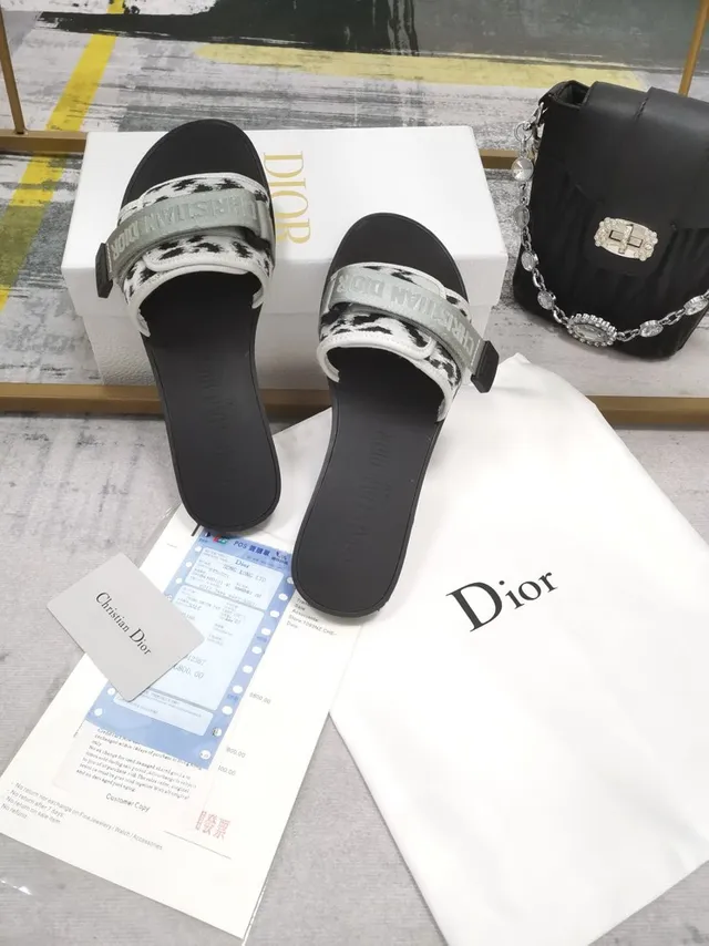 Dior Leopard-Print Logo Strap Slippers 3