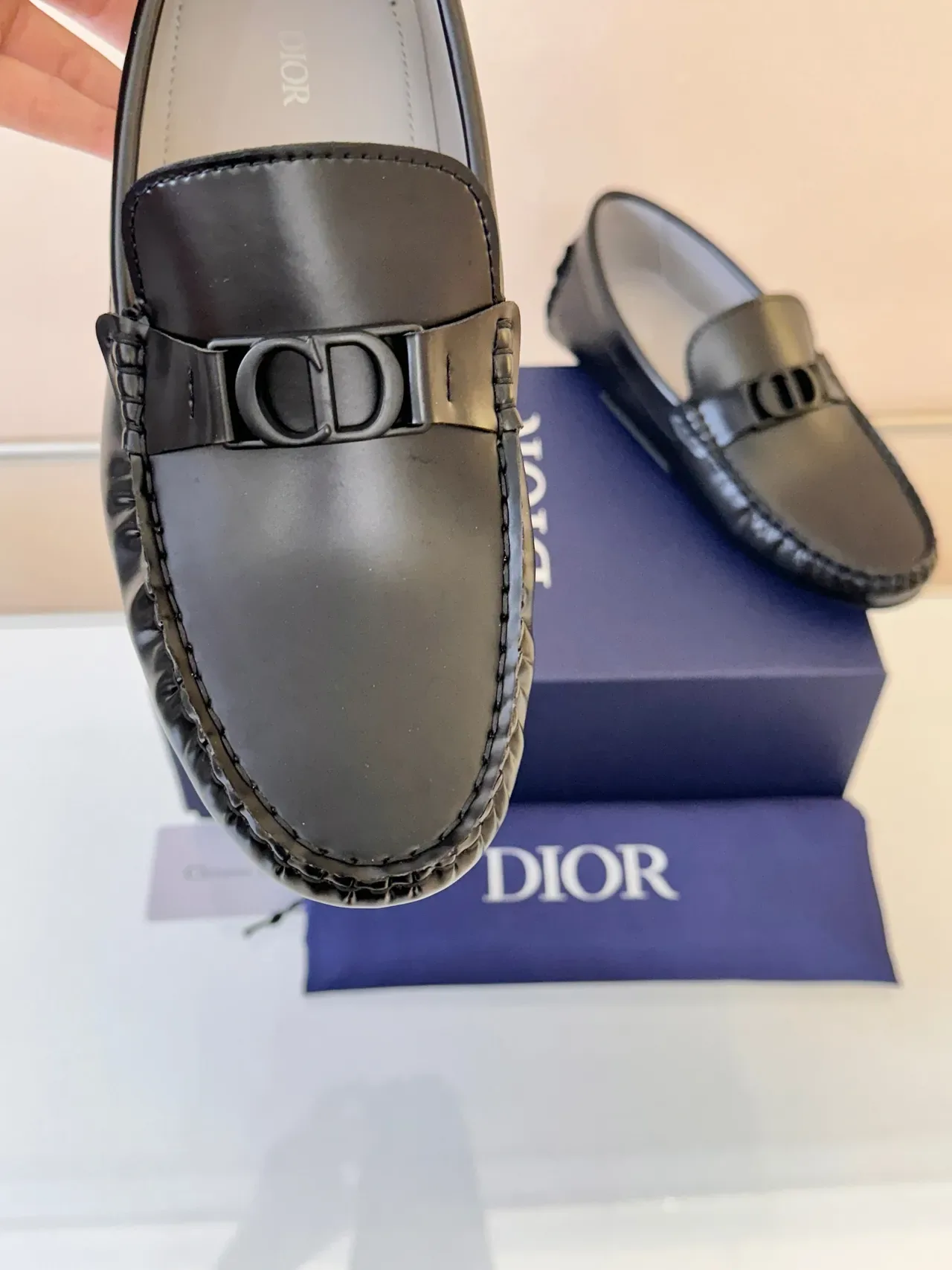 Mocassins Dior de couro preto com fivela de cavalo slip-on 3
