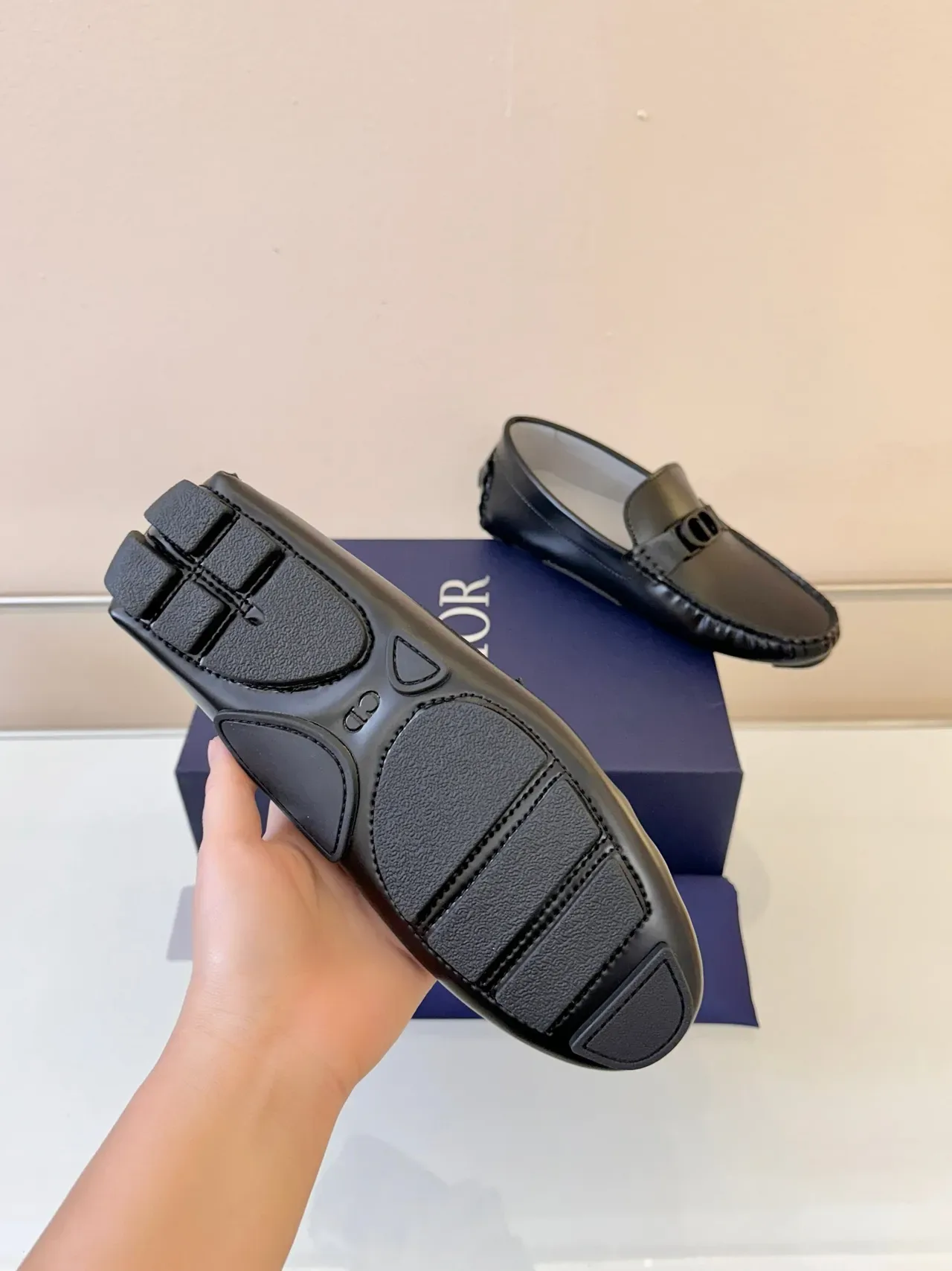 Mocassins Dior de couro preto com fivela de cavalo slip-on 5