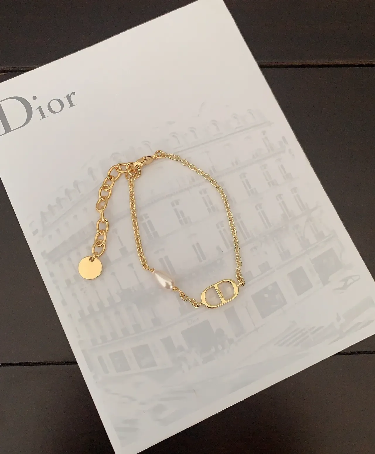 Dior Logo Charm Pearl Bracelet 3