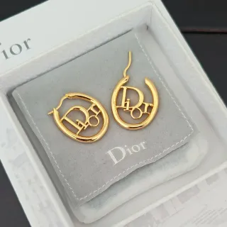 Dior Créoles Logo Découpé Or Gris