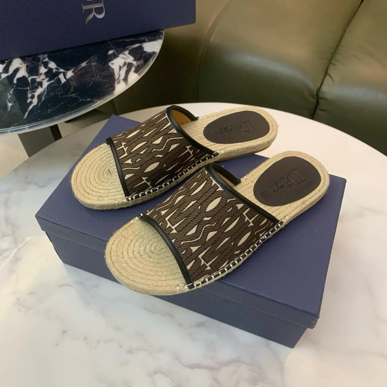 Dior Monogrammed Canvas Espadrille Slippers 2