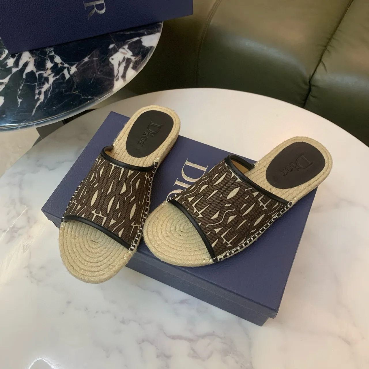 Dior Monogrammed Canvas Espadrille Slippers 3