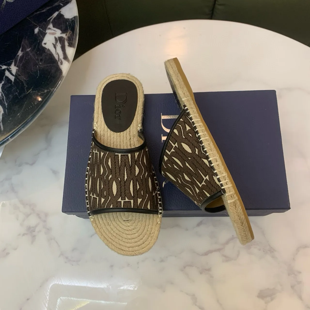 Dior Monogrammed Canvas Espadrille Slippers 4