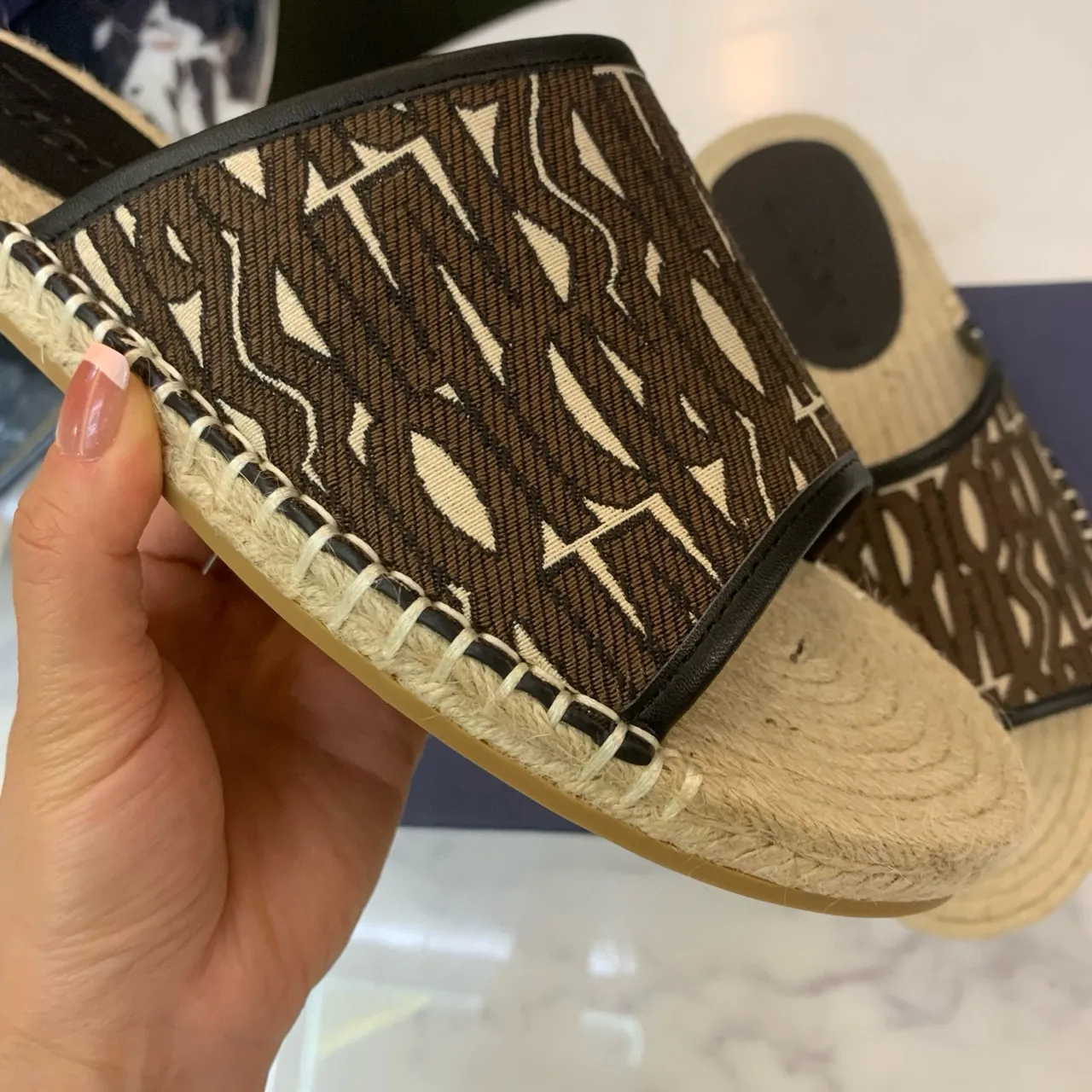 Dior Monogrammed Canvas Espadrille Slippers 5