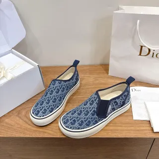 Dior Navy White Monogram Jacquard Upper Slip-On Construction Lifestyle Sneakers