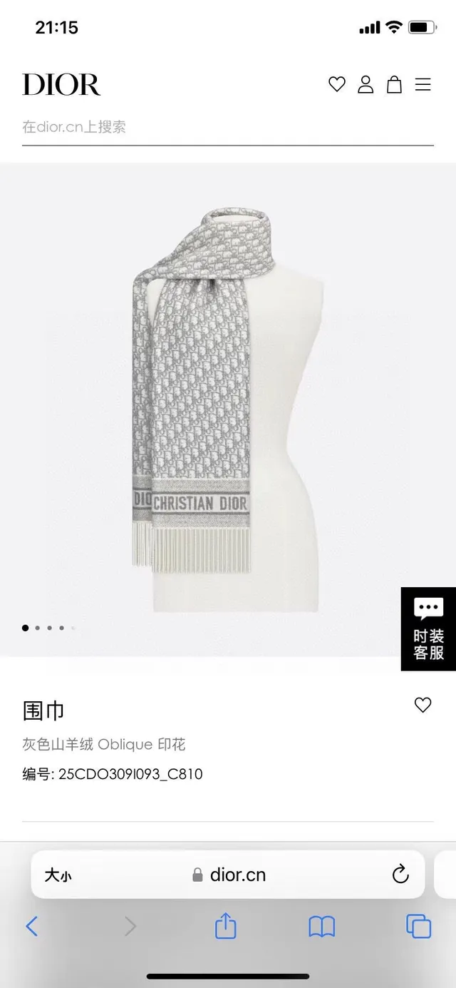 Dior Oblique Monogram وشاح كشمير رمادي 2