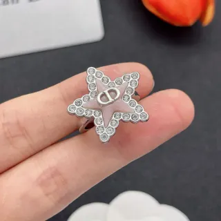 Dior Pink Silver Star-Shaped Pavé-Crystal Bordered Ring