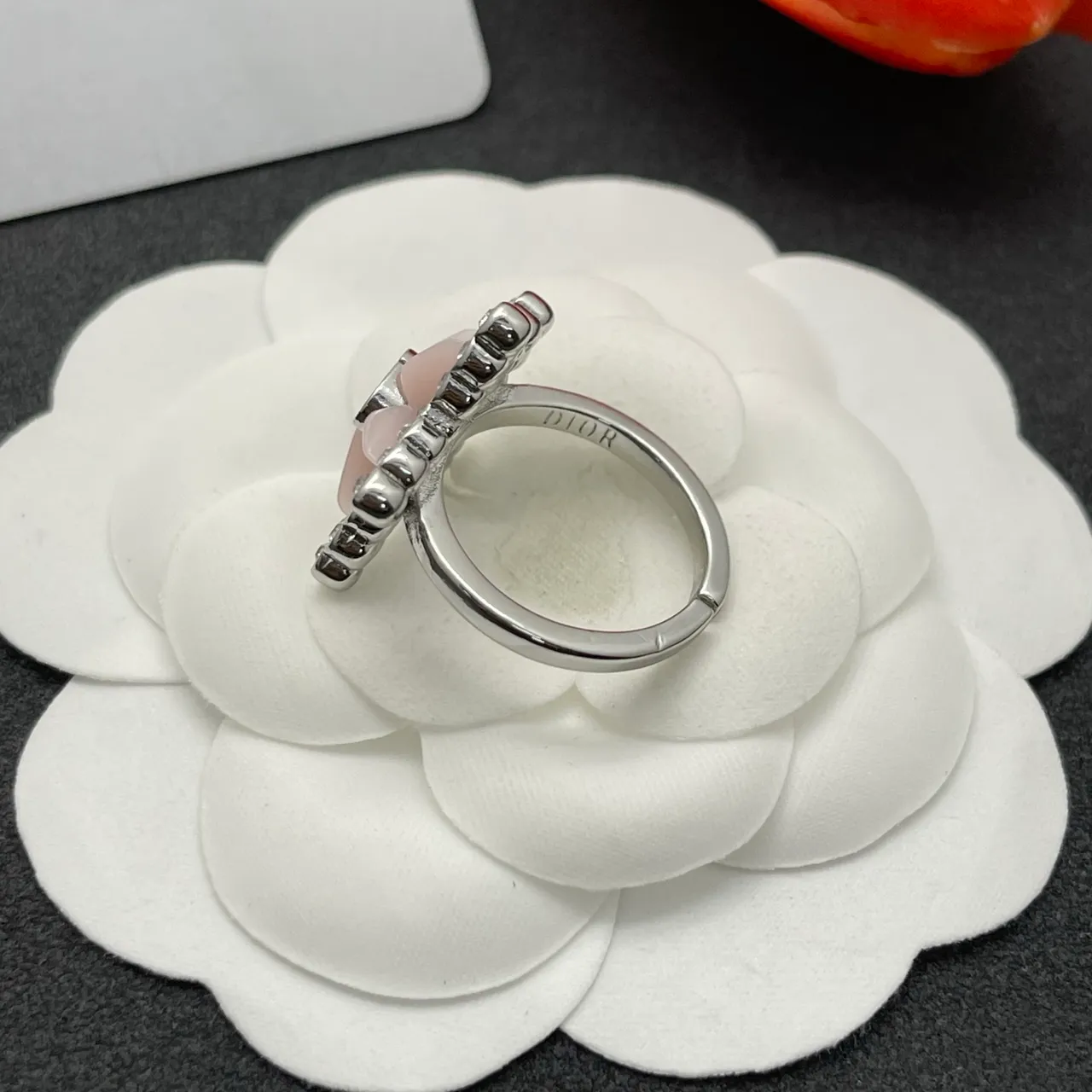 Dior Pink Silver Star-Shaped Pavé-Crystal Bordered Ring 3
