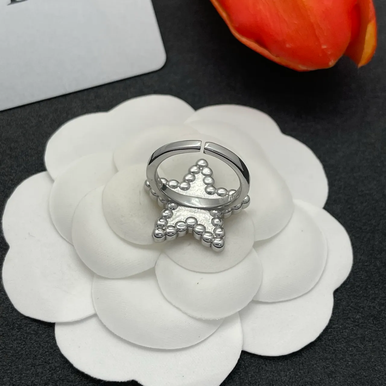 Dior Pink Silver Star-Shaped Pavé-Crystal Bordered Ring 4
