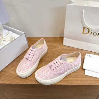 Dior Chaussures Lifestyle Monogrammées en Toile Rose et Blanc Basse
