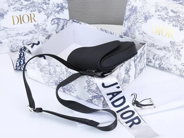 Dior Saddle Black Silver Structured Silhouette Smooth Material Saddle Bag 8