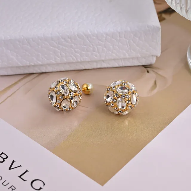 Dior Tribales Gold-Tone Crystal and White Pearl Stud Earrings 3