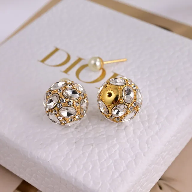 Dior Tribales Gold-Tone Crystal and White Pearl Stud Earrings 6