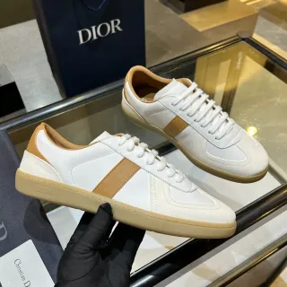 Dior White Beige Two-Tone Panelled Retro Runner Lifestyle Sneakers