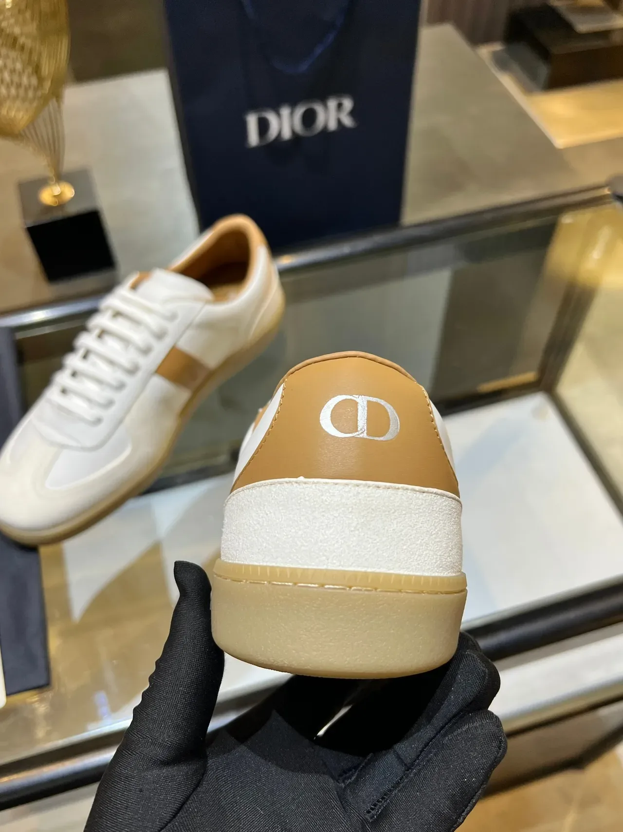 Dior White Beige Two-Tone Panelled Retro Runner Lifestyle Sneakers 2