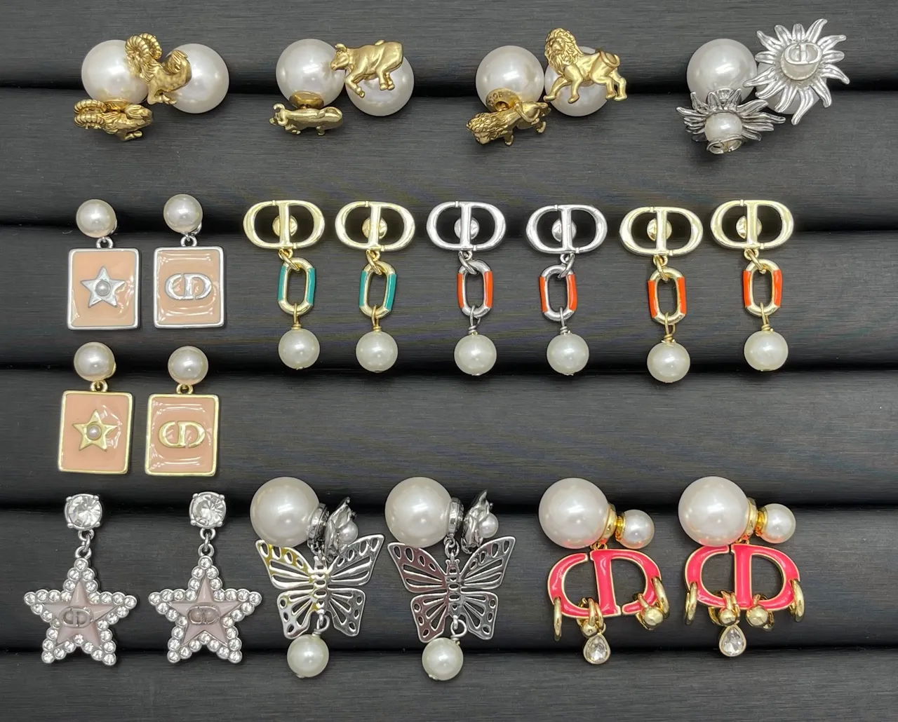 Dior White Gold Pearl-Studded Charm-Dangle Earrings 5