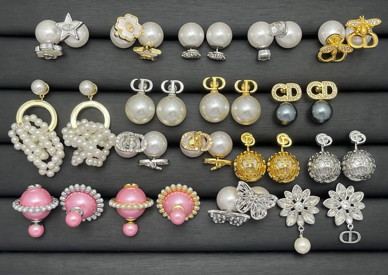 Dior White Gold Pearl-Studded Charm-Dangle Earrings 7