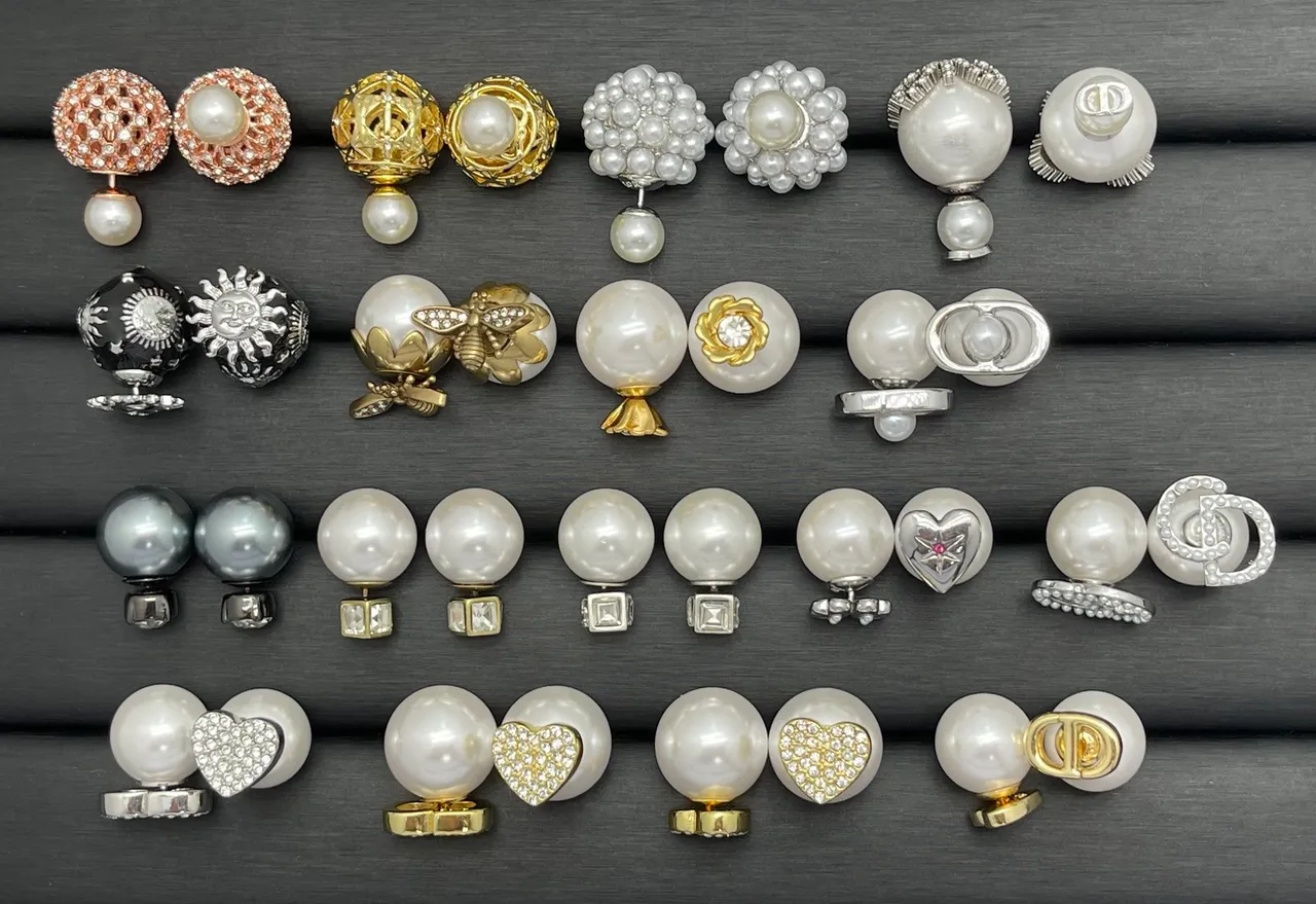Dior White Gold Pearl-Studded Charm-Dangle Earrings 8