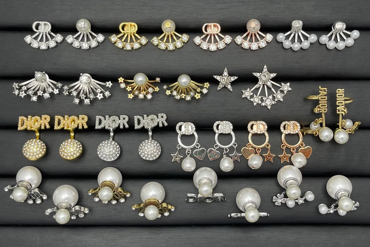 Dior White Gold Pearl-Studded Charm-Dangle Earrings 11