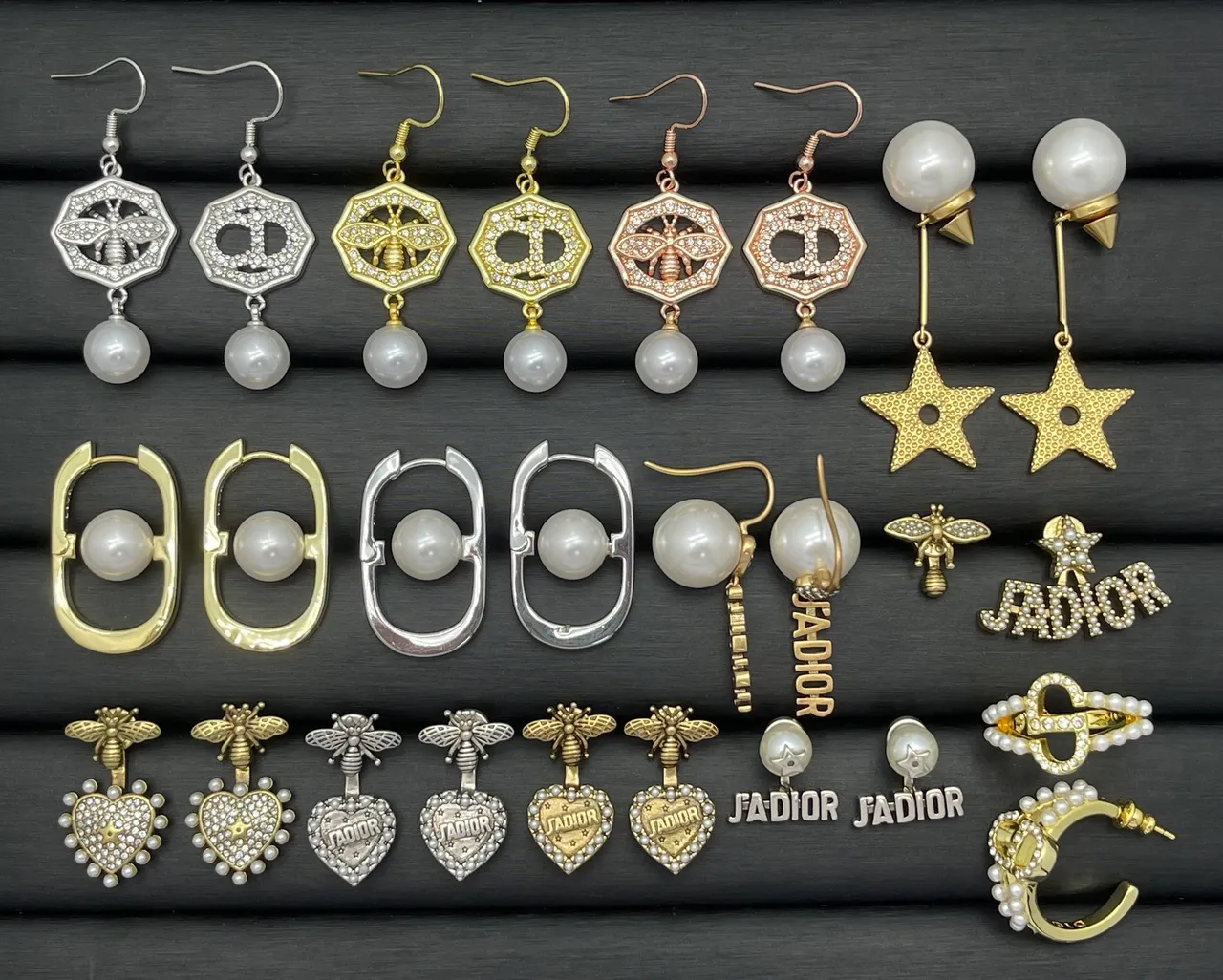 Dior White Gold Pearl-Studded Charm-Dangle Earrings 12