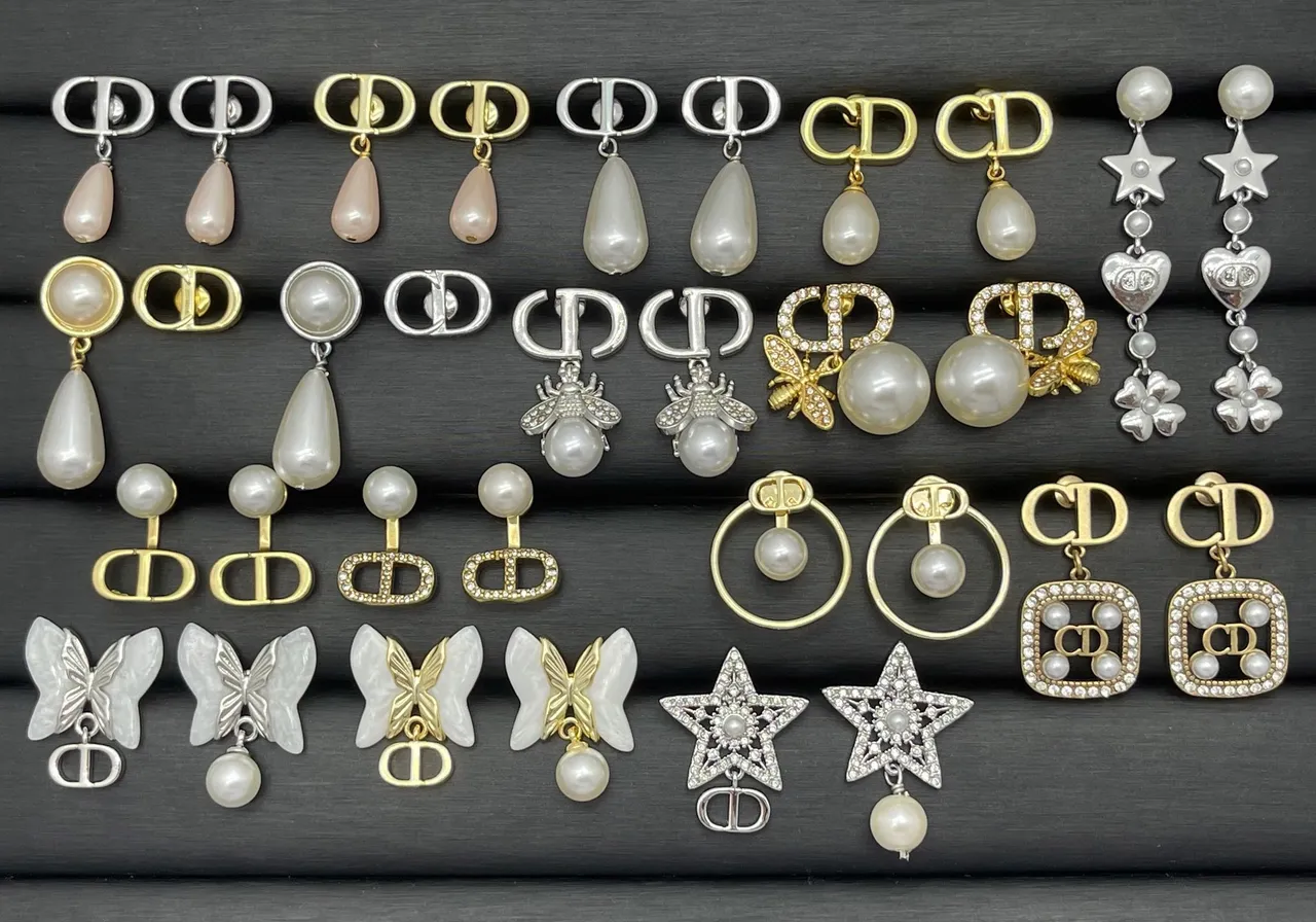 Dior White Gold Pearl-Studded Charm-Dangle Earrings 13