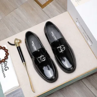 Dolce & Gabbana Black Silver Glossy Patent Leather Metal DG Logo Buckle Loafer