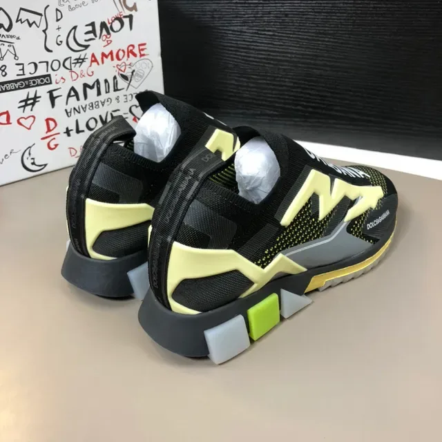 Dolce & Gabbana Chaussures lifestyle noires et jaunes avec tige tricot ajustable sock-fit et graphique foudre bold 3