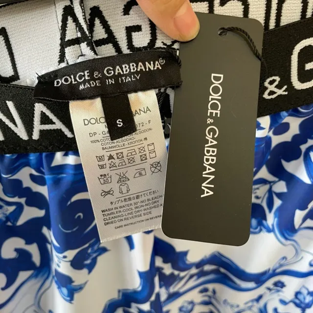 Dolce & Gabbana أزرق أبيض طباعة بلاط سيراميكي صدرية منظمة علوية للسباحة 4
