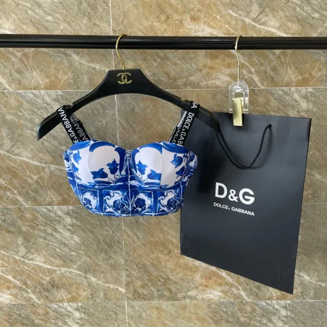 Dolce & Gabbana أزرق أبيض طباعة بلاط سيراميكي صدرية منظمة علوية للسباحة 9