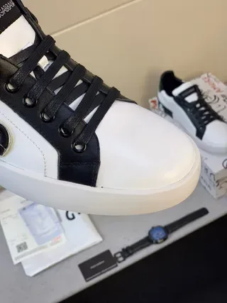 Dolce & Gabbana D&G Graffiti Logo Sneakers Lifestyle Blanc et Noir 6
