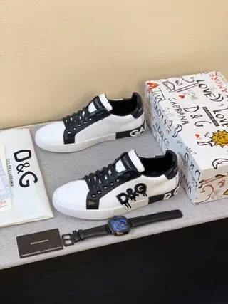 Dolce & Gabbana D&G Graffiti Logo Sneakers Lifestyle Blanc et Noir 9