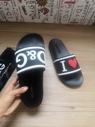Dolce & Gabbana I Love D&G chaussons noirs à glisser 4