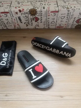 Dolce & Gabbana I Love D&G chaussons noirs à glisser 5