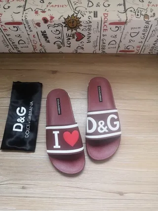 Dolce & Gabbana I Love D&G bordeaux Logo chausson 3