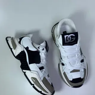 Dolce & Gabbana NS1 White Black Sole Multi-Panel Construction Chunky Sneakers