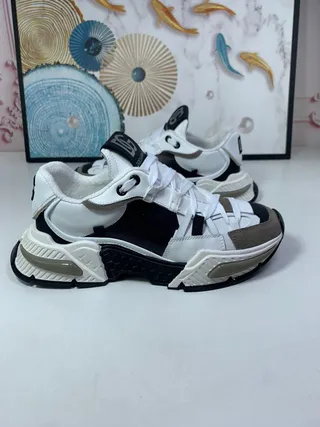 Dolce & Gabbana NS1 White Black Sole Multi-Panel Construction Chunky Sneakers 5