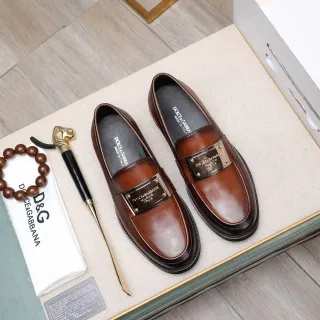 Dolce & Gabbana Portofino Brown Leather Loafers