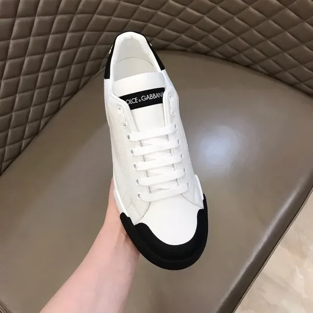 Dolce & Gabbana Portofino أبيض أسود كعب سميك لمسات متناقضة أحذية رياضية للأسلوب الحياتي 7
