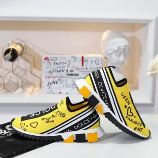 Dolce & Gabbana Speed Trainer Yellow Graphic Print Lifestyle Sneakers