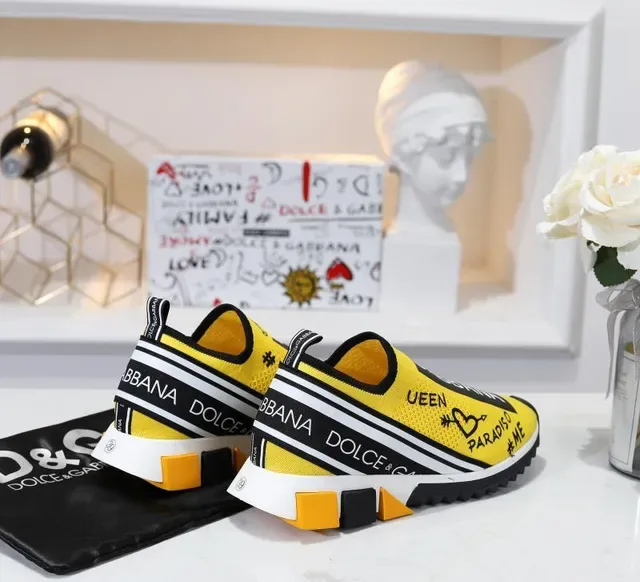 Dolce & Gabbana Speed Trainer Chaussures Lifestyle Jaune Impression Graphique 2