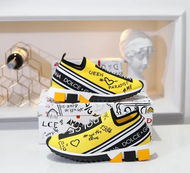 Dolce & Gabbana Speed Trainer Chaussures Lifestyle Jaune Impression Graphique 3
